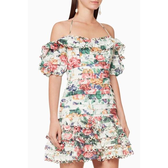 ZIMMERMANN Floral Print Mini Dress AU 0 / US 4 white - Picture 5 of 16